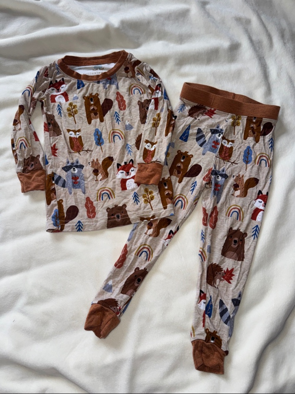 Little Sleepies Woodland  Forest Animal Two Piece Long Pajama Set 12/18 months